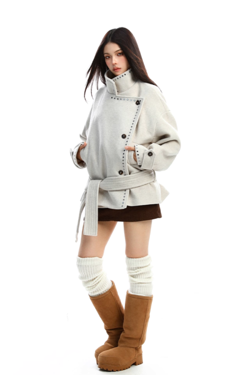Stand Collar Mid-Length Coat