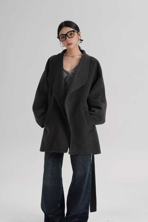 Stand Collar Mid-Length Coat