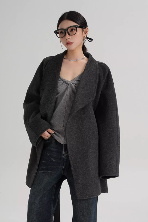 Stand Collar Mid-Length Coat