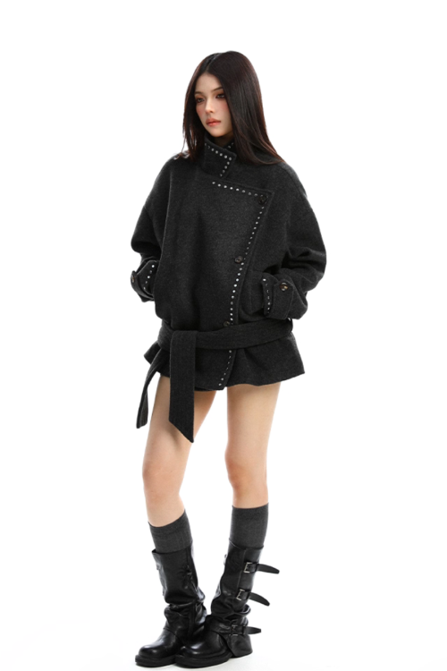 Stand Collar Mid-Length Coat