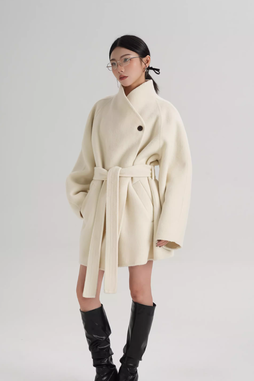 Stand Collar Mid-Length Coat