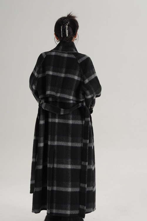 Stand Collar Paid Long Coat