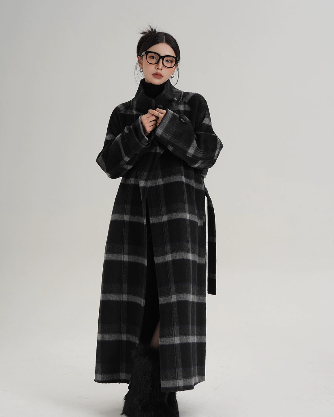 Stand Collar Paid Long Coat Stand Collar Paid Long Coat