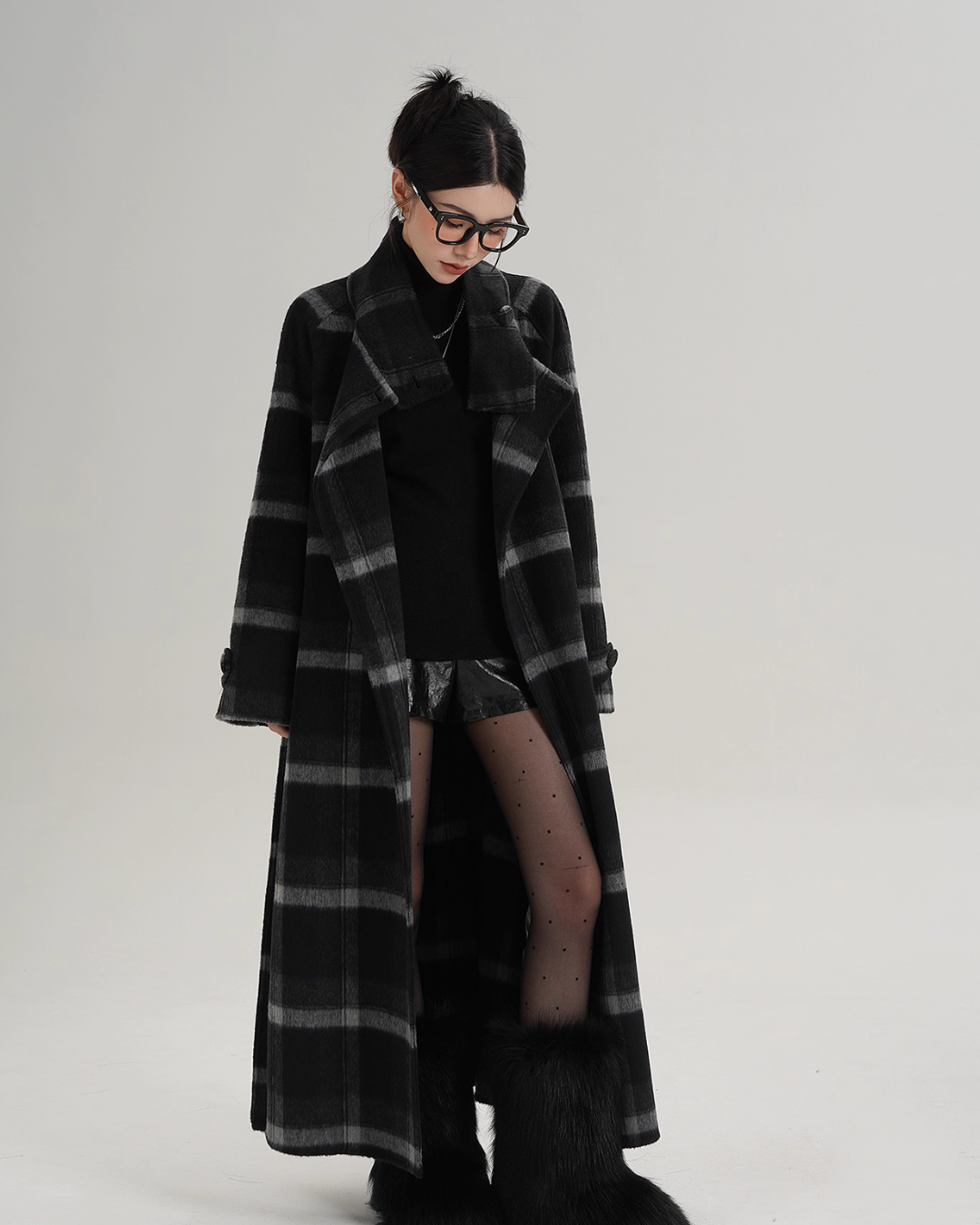 Stand Collar Paid Long Coat Stand Collar Paid Long Coat