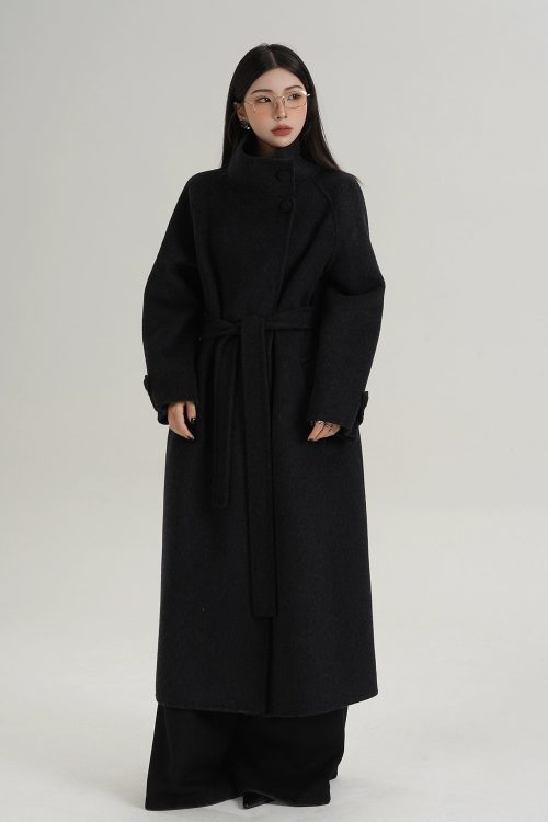 Stand Collar Paid Long Coat