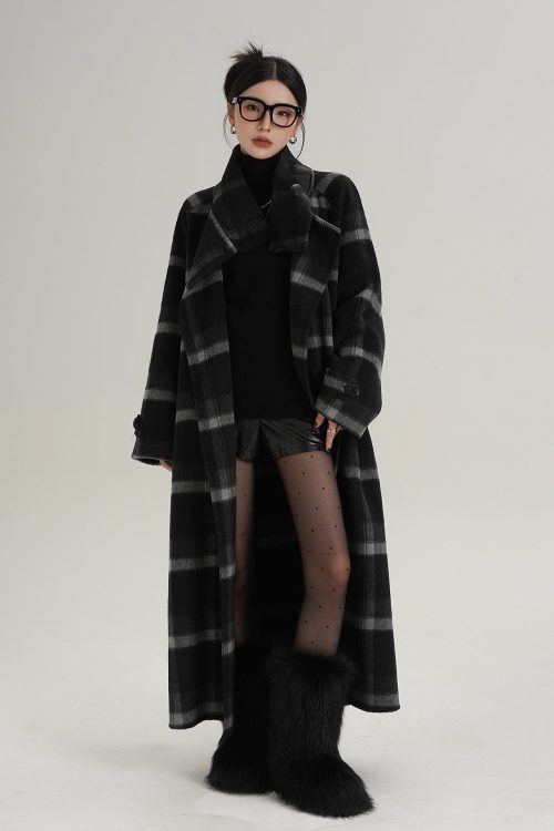 Stand Collar Paid Long Coat