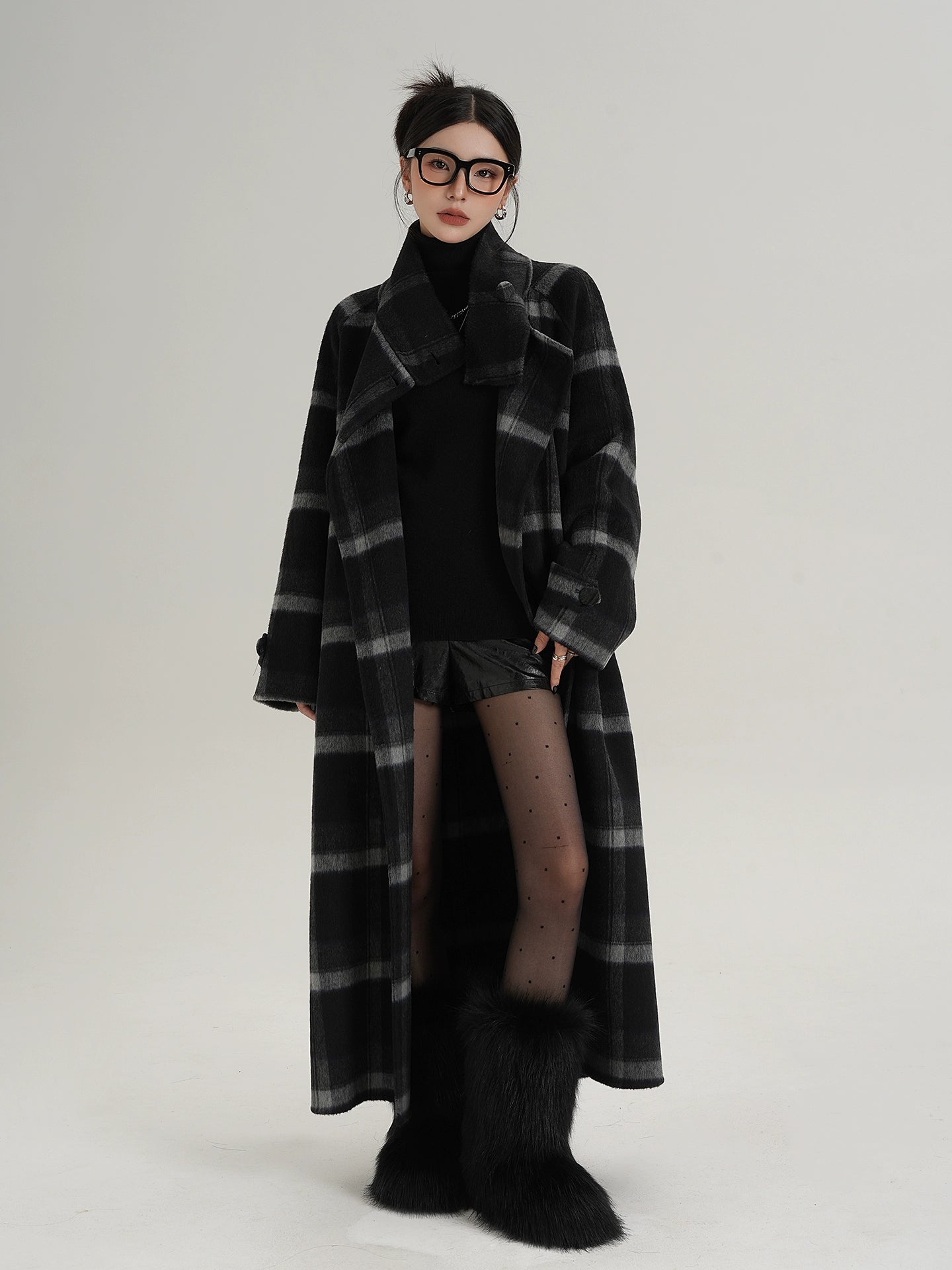 Stand Collar Paid Long Coat Stand Collar Paid Long Coat