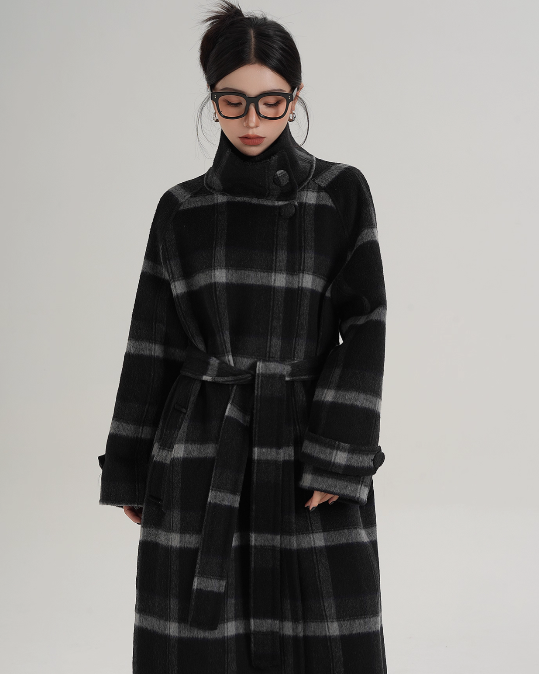 Stand Collar Paid Long Coat Stand Collar Paid Long Coat