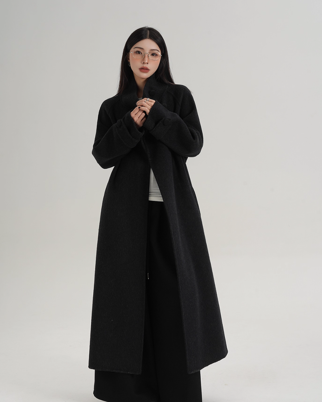 Stand Collar Paid Long Coat Stand Collar Paid Long Coat