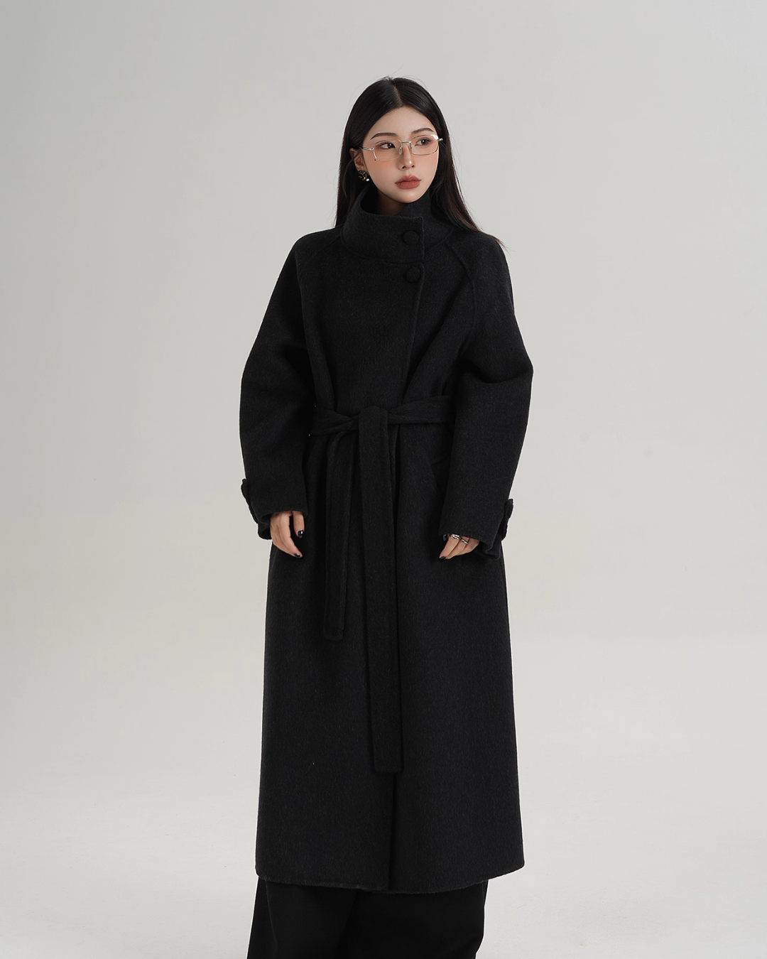 Stand Collar Paid Long Coat Stand Collar Paid Long Coat