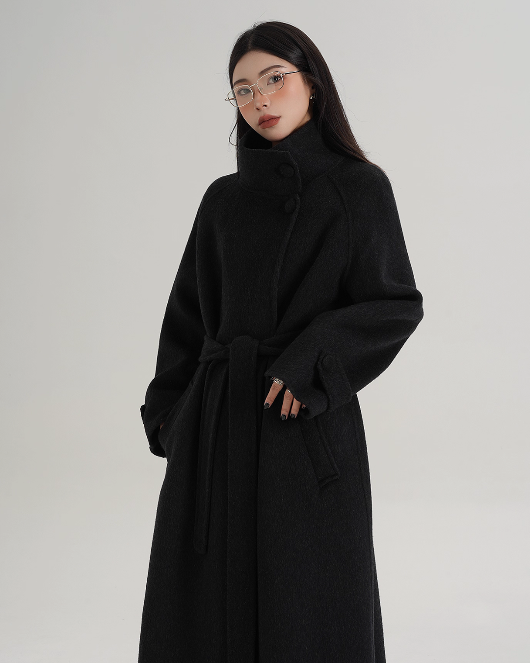 Stand Collar Paid Long Coat Stand Collar Paid Long Coat