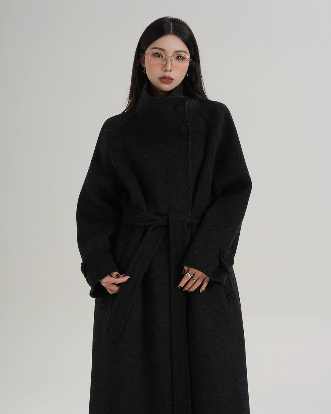 Stand Collar Paid Long Coat Stand Collar Paid Long Coat