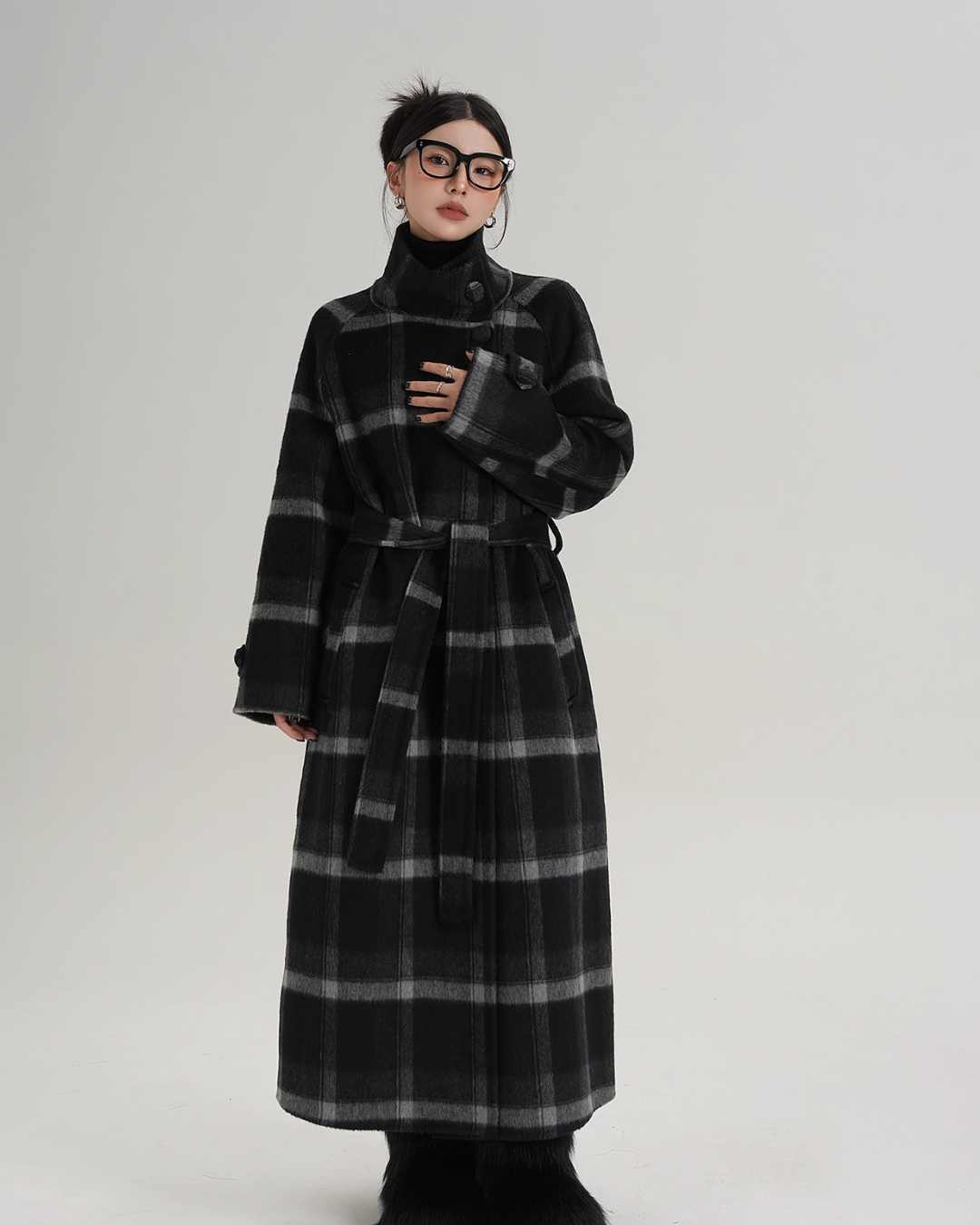 Stand Collar Paid Long Coat Stand Collar Paid Long Coat