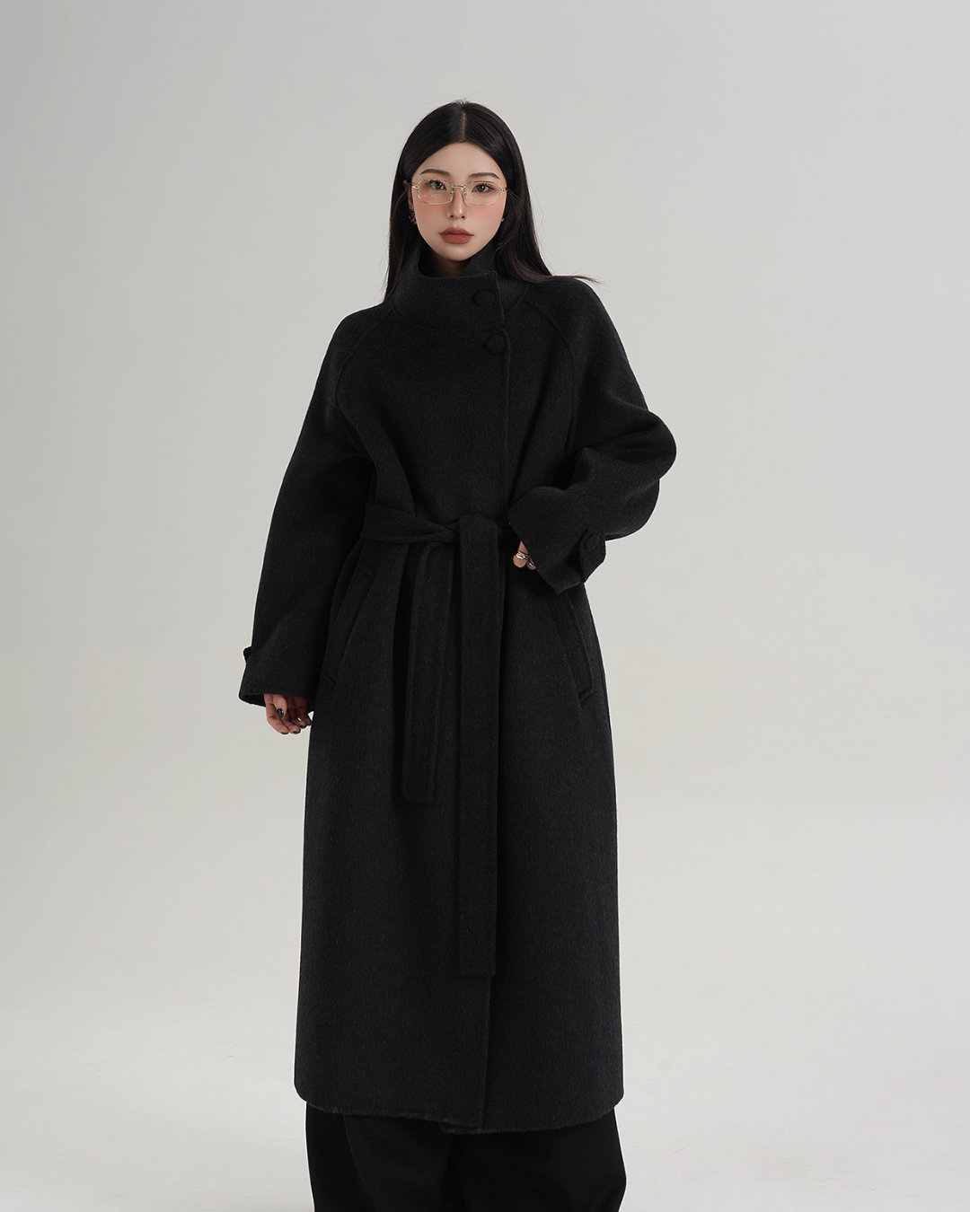 Stand Collar Paid Long Coat Stand Collar Paid Long Coat