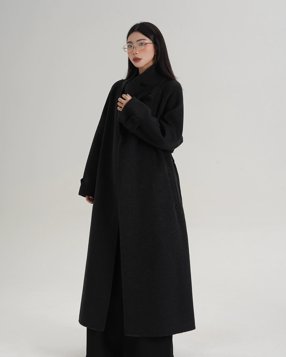 Stand Collar Paid Long Coat Stand Collar Paid Long Coat