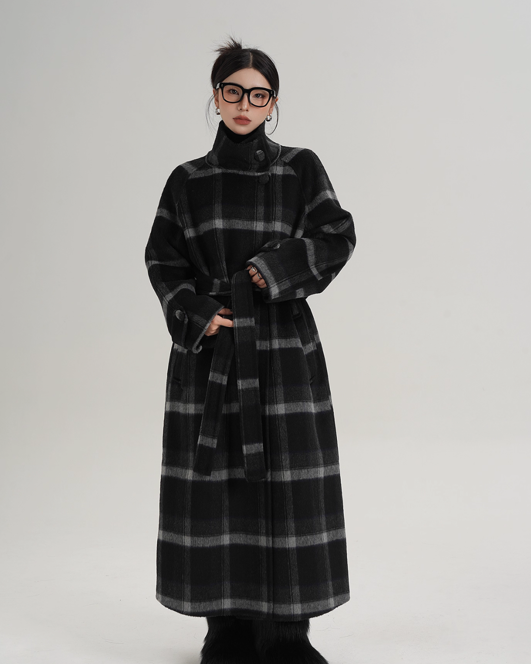 Stand Collar Paid Long Coat Stand Collar Paid Long Coat