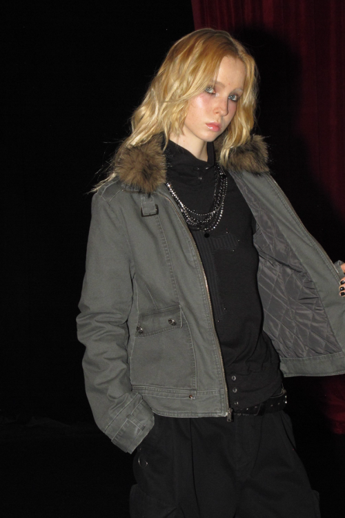 Stand Collar Punk Washed Jacket