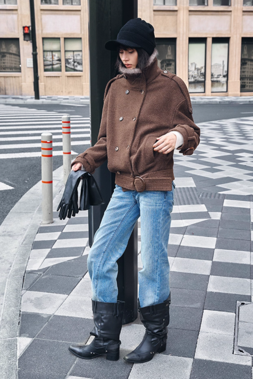 Stand Collar Short Jacket