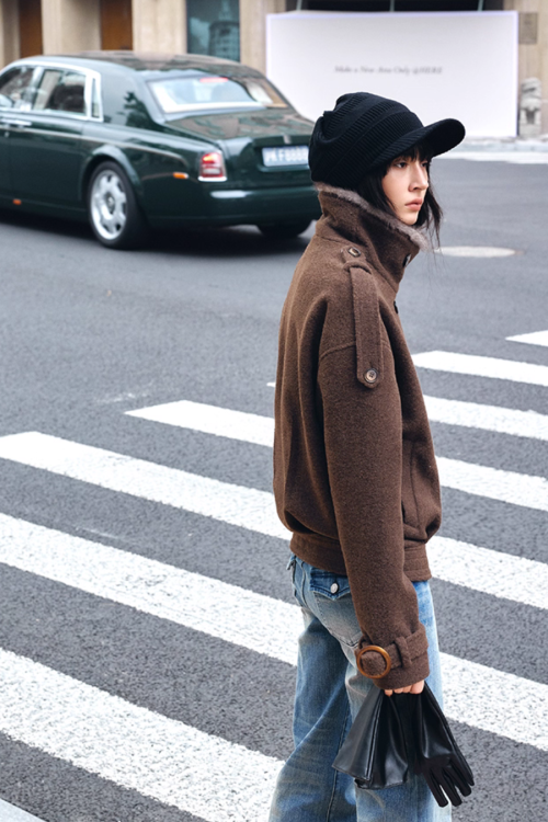 Stand Collar Short Jacket