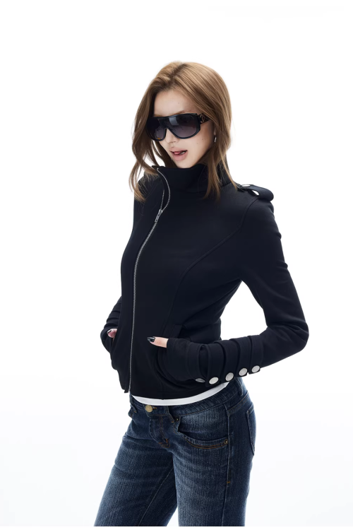 Stand Collar Slim Fit Jacket