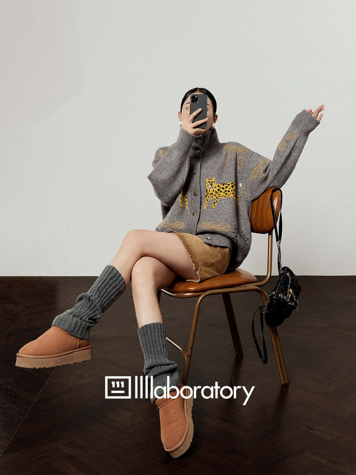 Stand Collar Tiger Knit Top / Mini Skirt Stand Collar Tiger Knit Top / Mini Skirt