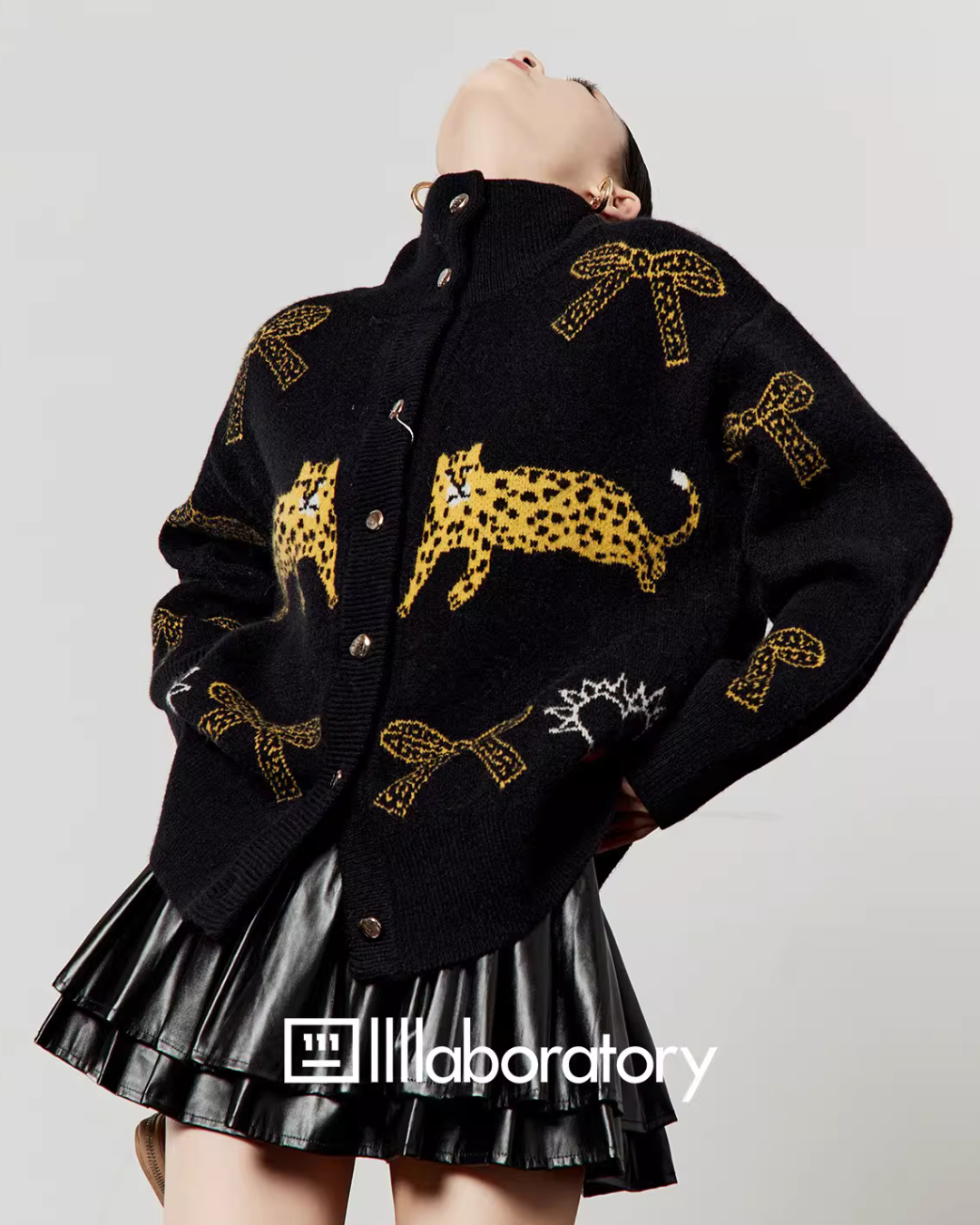 Stand Collar Tiger Knit Top / Mini Skirt Stand Collar Tiger Knit Top / Mini Skirt