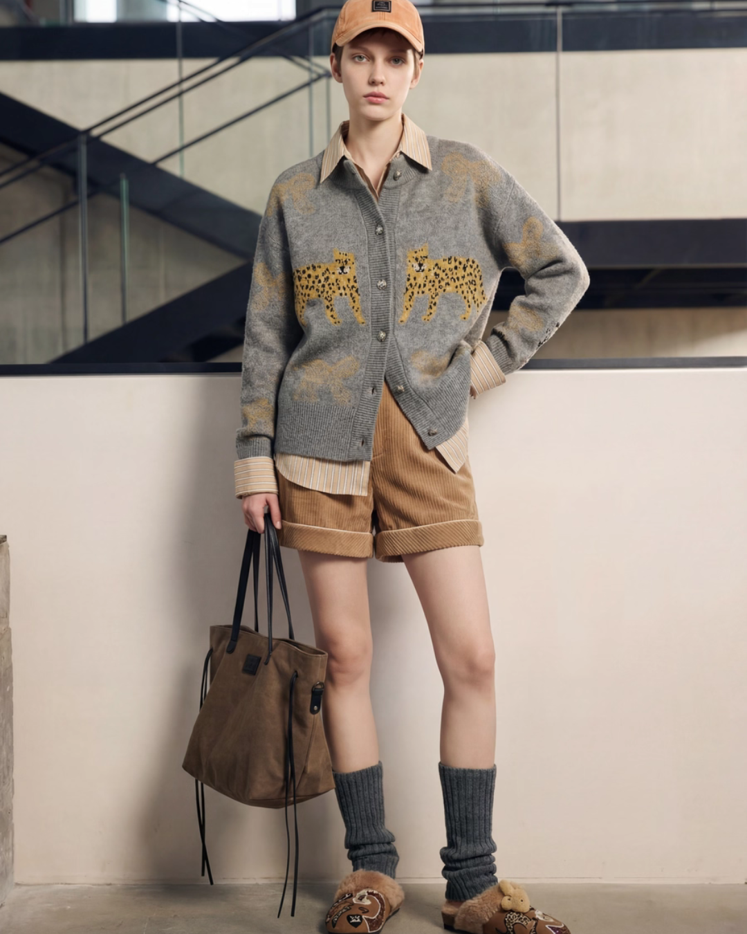 Stand Collar Tiger Knit Top / Mini Skirt Stand Collar Tiger Knit Top / Mini Skirt