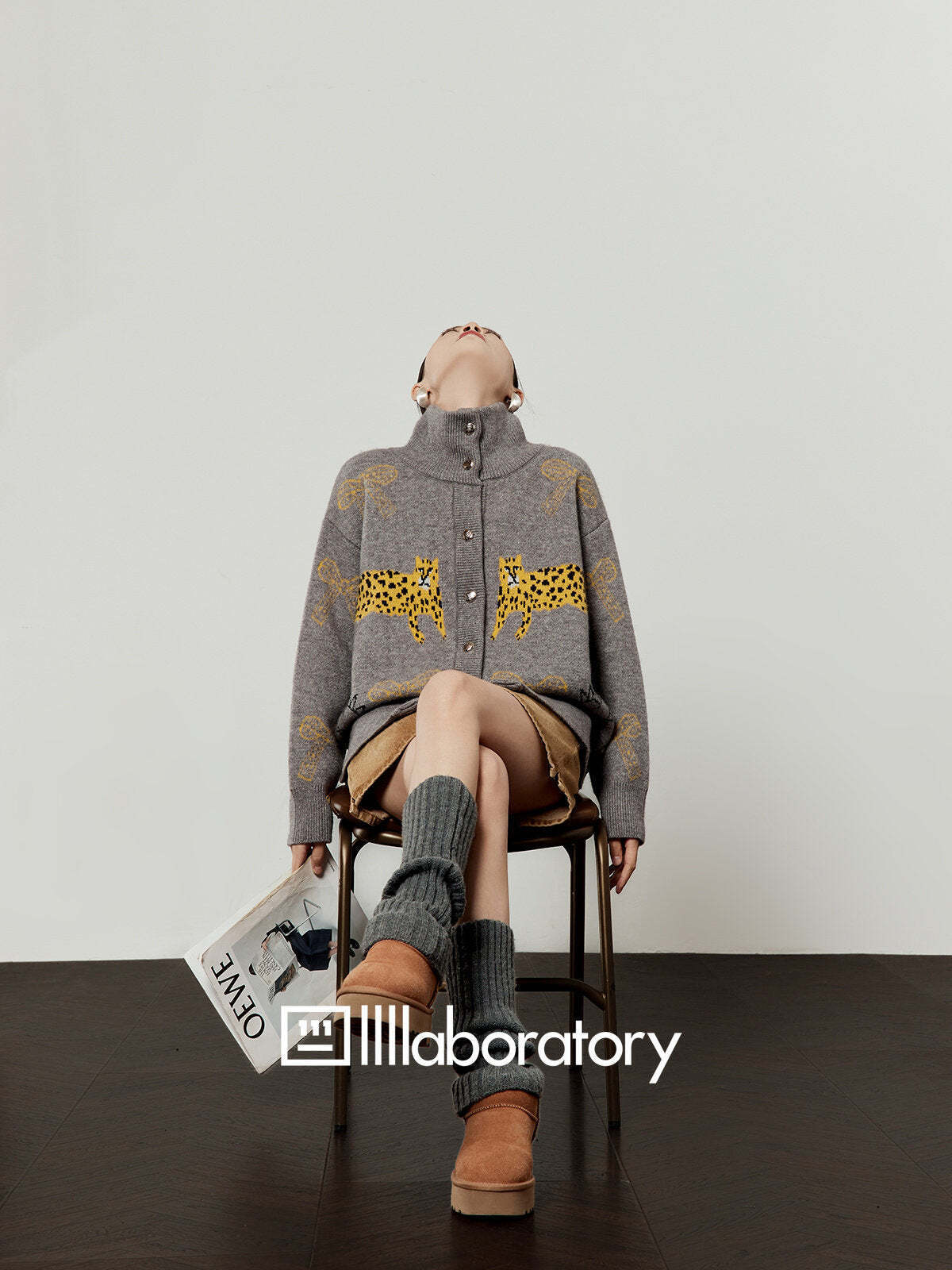 Stand Collar Tiger Knit Top / Mini Skirt Stand Collar Tiger Knit Top / Mini Skirt