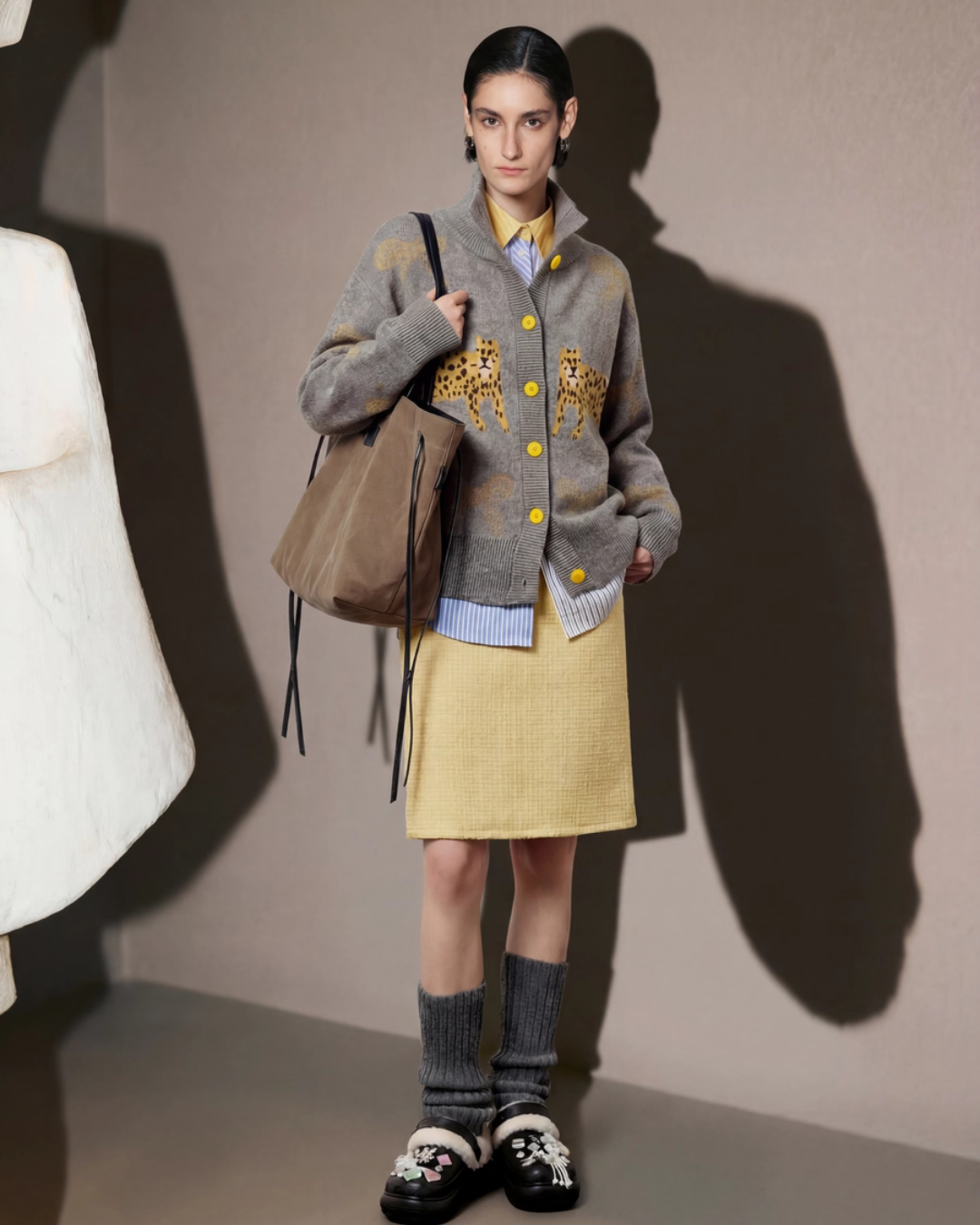 Stand Collar Tiger Knit Top / Mini Skirt Stand Collar Tiger Knit Top / Mini Skirt