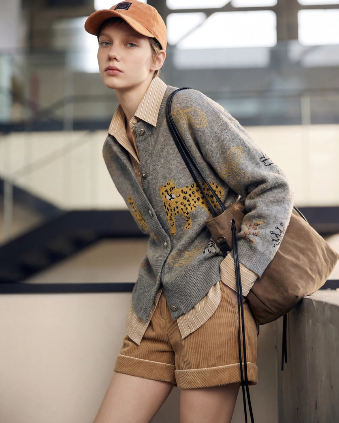 Stand Collar Tiger Knit Top / Mini Skirt Stand Collar Tiger Knit Top / Mini Skirt