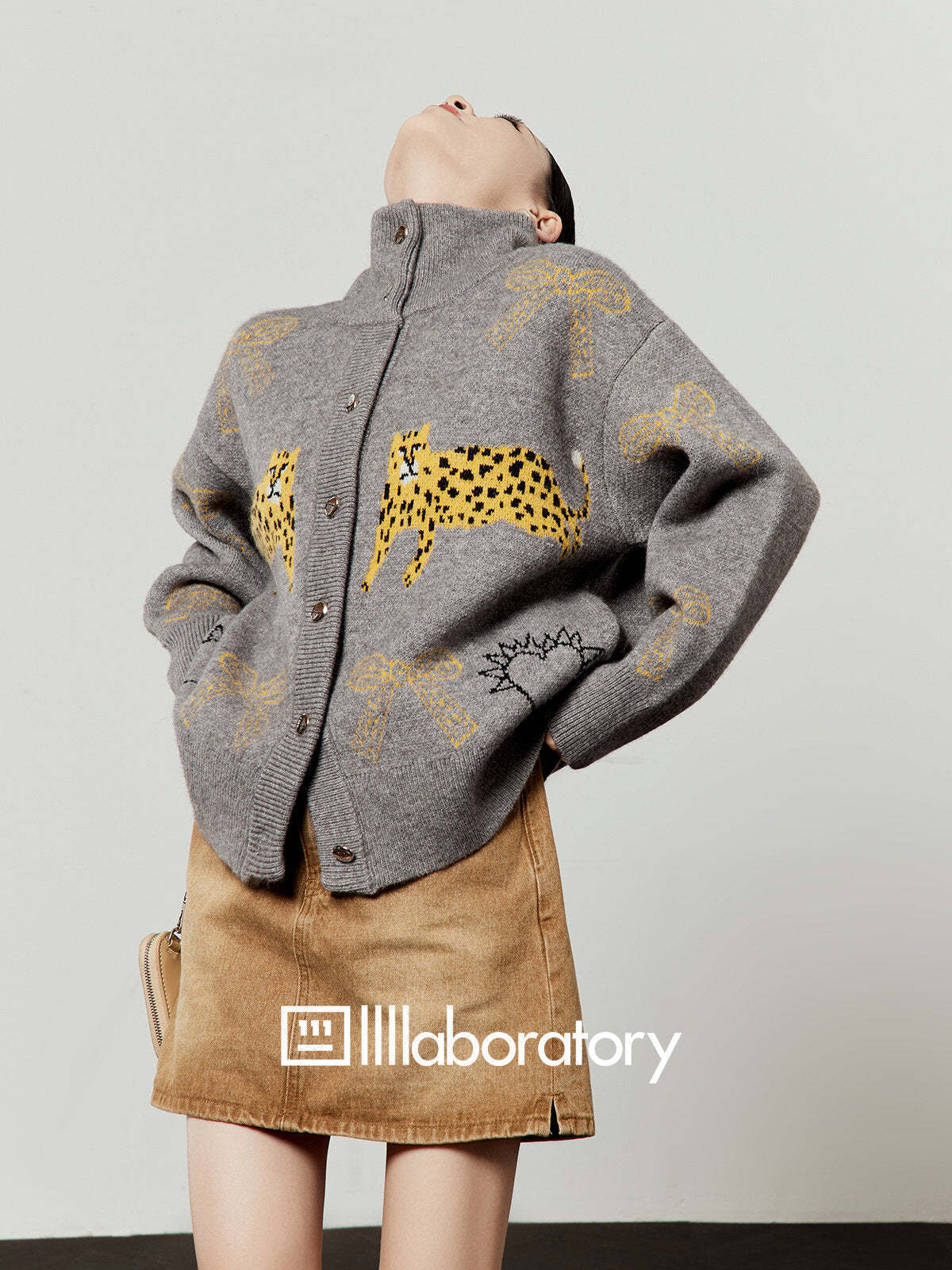 Stand Collar Tiger Knit Top / Mini Skirt Stand Collar Tiger Knit Top / Mini Skirt