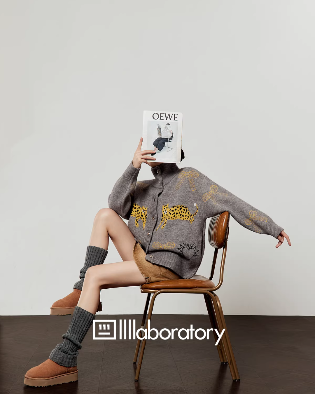 Stand Collar Tiger Knit Top / Mini Skirt Stand Collar Tiger Knit Top / Mini Skirt