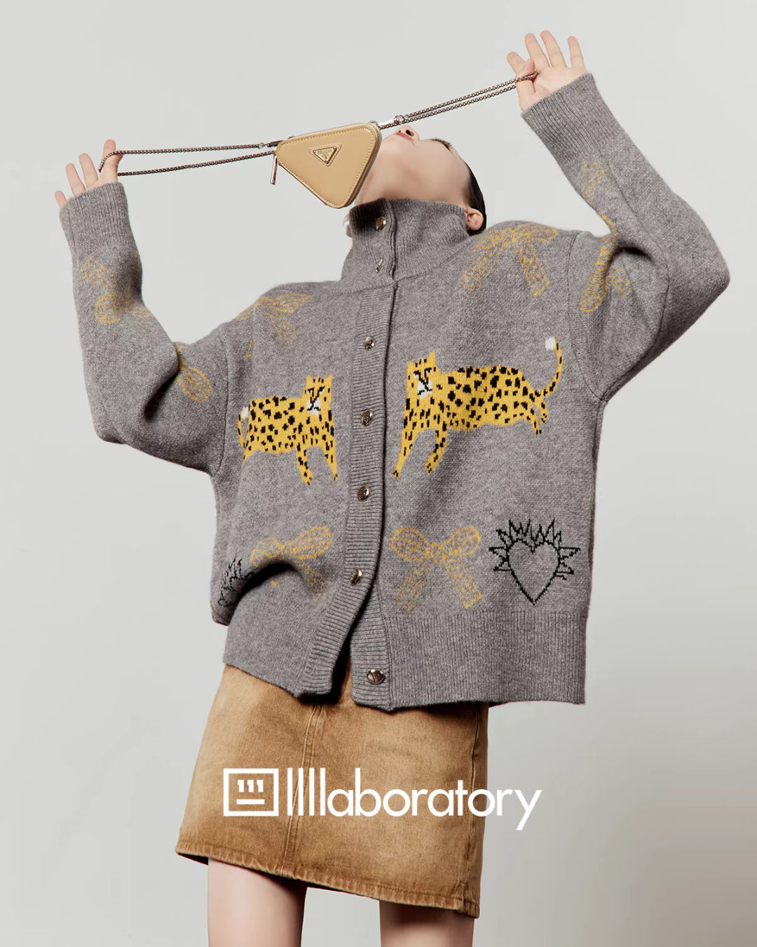 Stand Collar Tiger Knit Top / Mini Skirt Stand Collar Tiger Knit Top / Mini Skirt