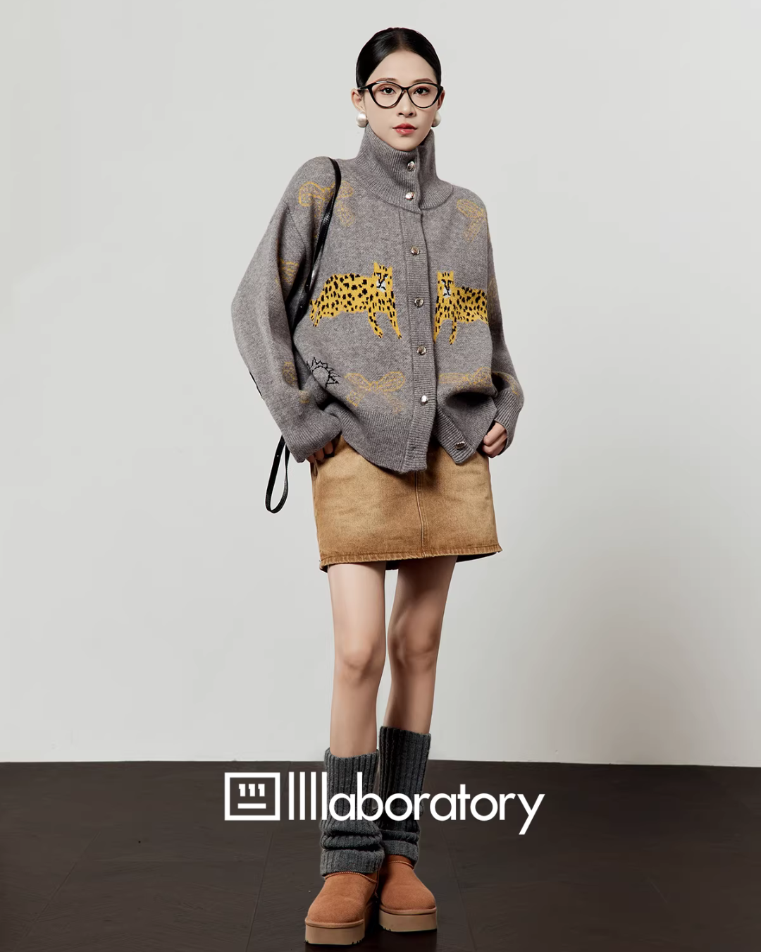 Stand Collar Tiger Knit Top / Mini Skirt Stand Collar Tiger Knit Top / Mini Skirt