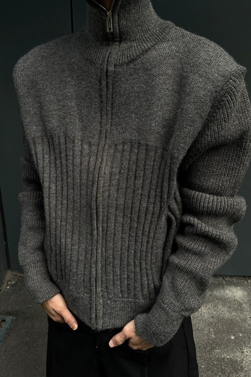 Stand Collar Tight Knit Top