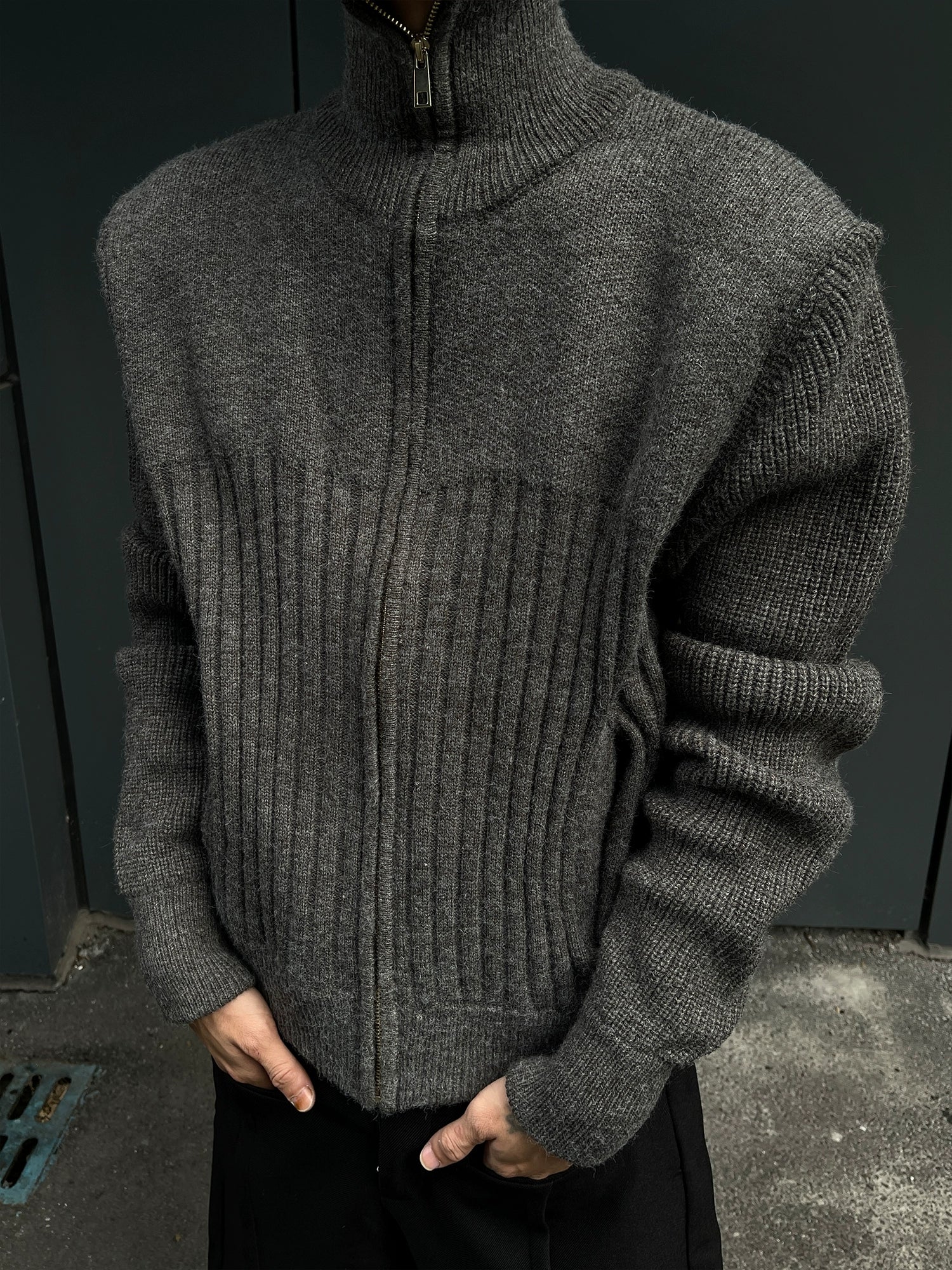 Stand Collar Tight Knit Top Stand Collar Tight Knit Top