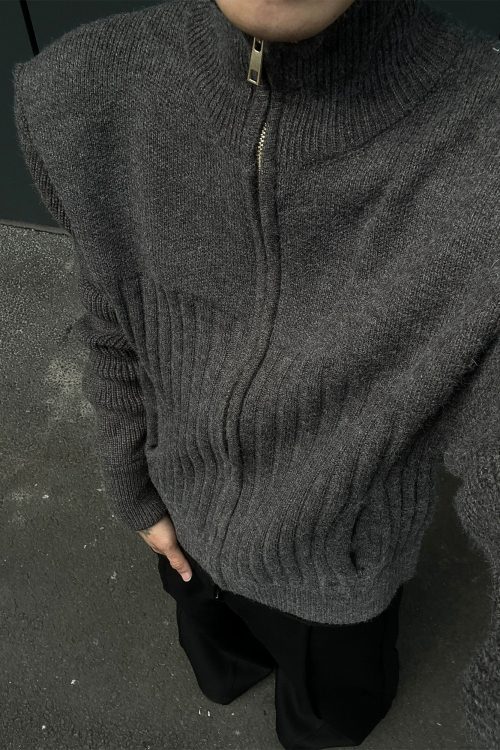 Stand Collar Tight Knit Top