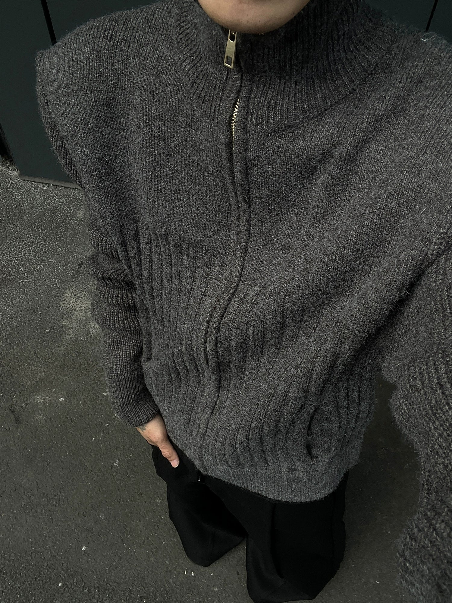 Stand Collar Tight Knit Top Stand Collar Tight Knit Top