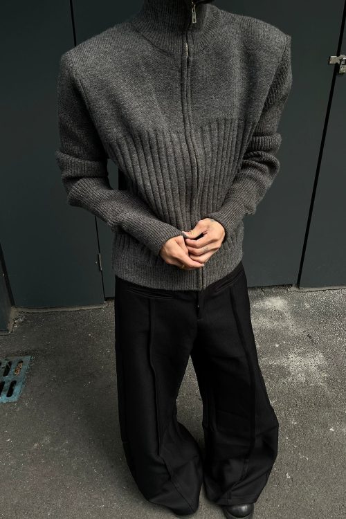 Stand Collar Tight Knit Top