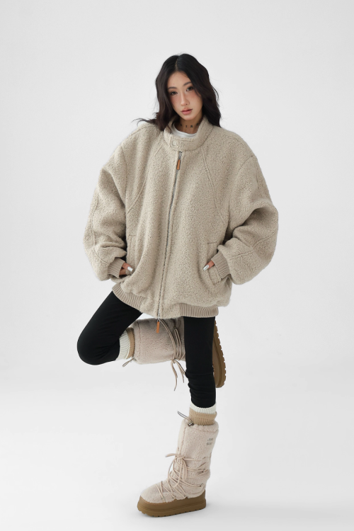Stand Collar Wool Coat
