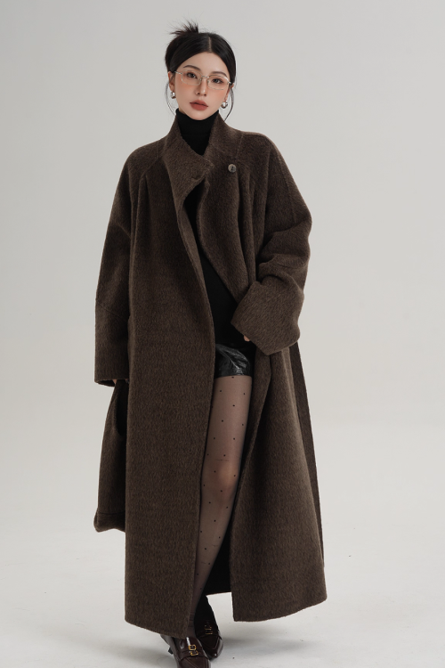 Stand Collar Wool Coat