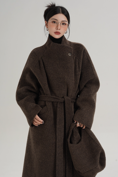 Stand Collar Wool Coat