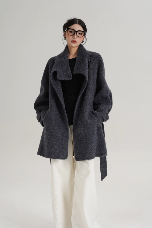 Stand Collar Wool Coat