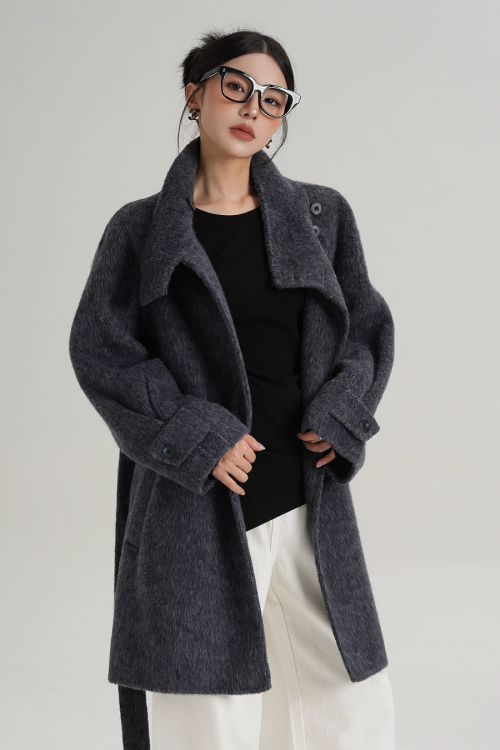 Stand Collar Wool Coat