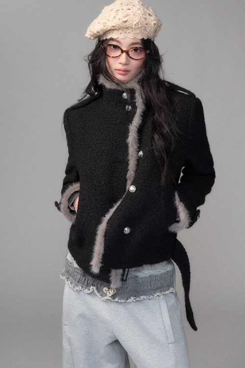 Stand Collar Wool Coat