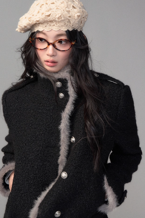 Stand Collar Wool Coat