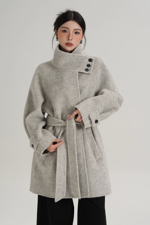 Stand Collar Wool Coat