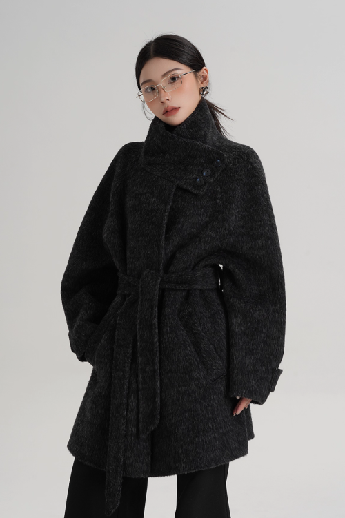 Stand Collar Wool Coat