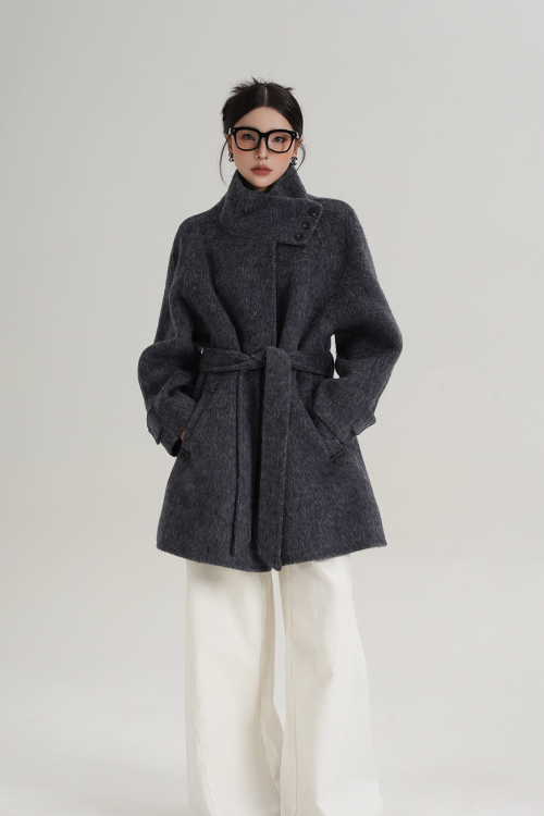 Stand Collar Wool Coat