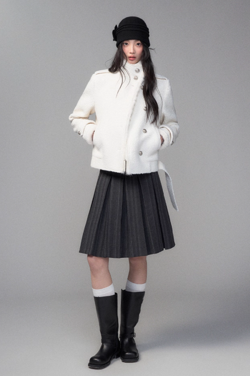 Stand Collar Wool Coat